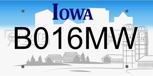 B016MW Iowa License Plate