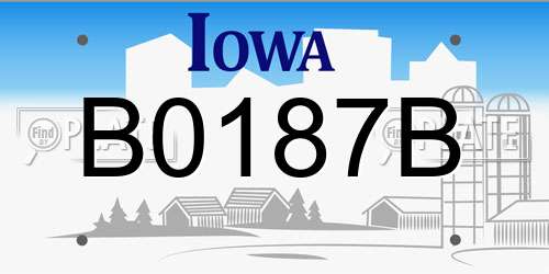 B0187B Iowa License Plate