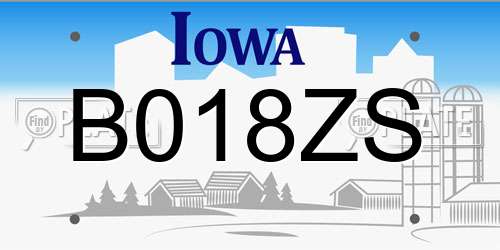 B018ZS Iowa License Plate