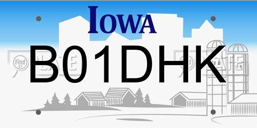 B01DHK Iowa License Plate
