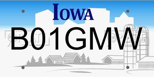 B01GMW Iowa License Plate
