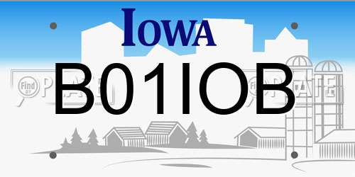B01IOB Iowa License Plate