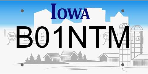 B01NTM Iowa License Plate