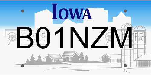 B01NZM Iowa License Plate