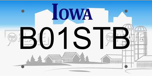 B01STB Iowa License Plate