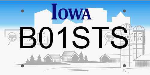B01STS Iowa License Plate