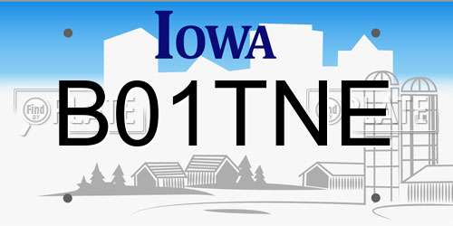 B01TNE Iowa License Plate