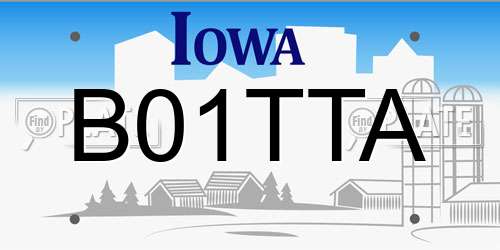 B01TTA Iowa License Plate