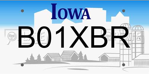 B01XBR Iowa License Plate