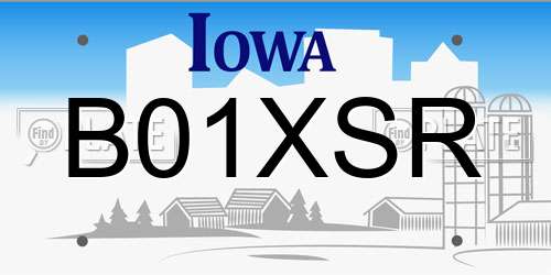 B01XSR Iowa License Plate