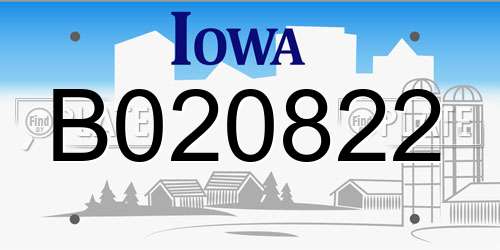 B020822 Iowa License Plate