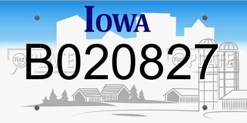 B020827 Iowa License Plate