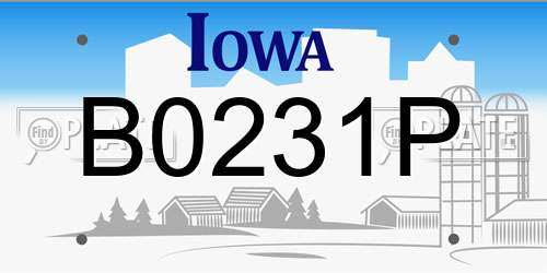 B0231P Iowa License Plate