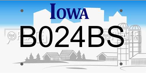 B024BS Iowa License Plate