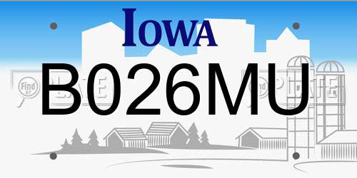 B026MU Iowa License Plate