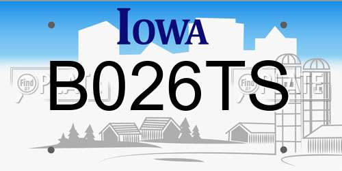 B026TS Iowa License Plate