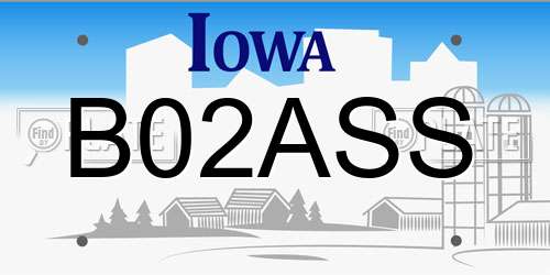 B02ASS Iowa License Plate