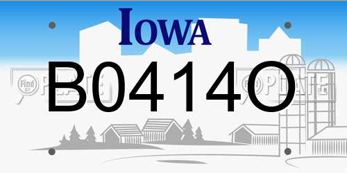 B0414O Iowa License Plate