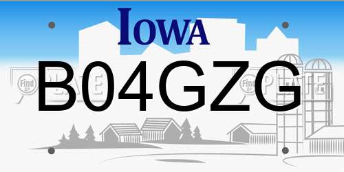 B04GZG Iowa License Plate