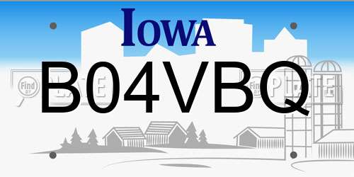 B04VBQ Iowa License Plate