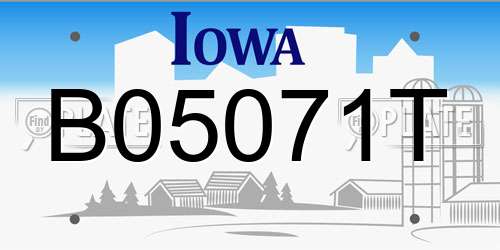 B05071T Iowa License Plate