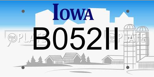 B052II Iowa License Plate
