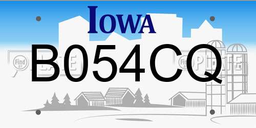 B054CQ Iowa License Plate