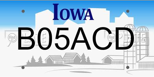 B05ACD Iowa License Plate