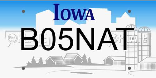 B05NAT Iowa License Plate