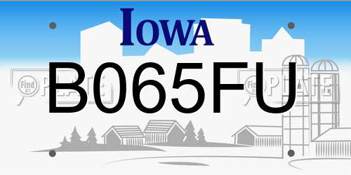 B065FU Iowa License Plate