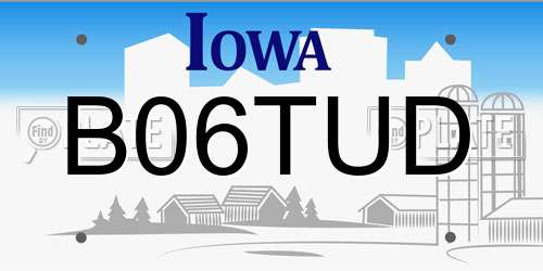 B06TUD Iowa License Plate