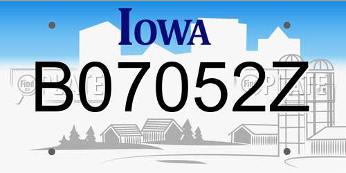 B07052Z Iowa License Plate