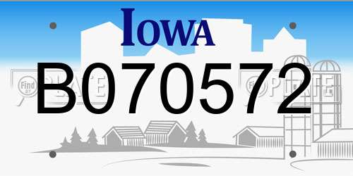 B070572 Iowa License Plate