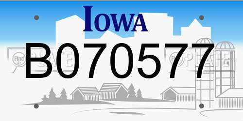 B070577 Iowa License Plate