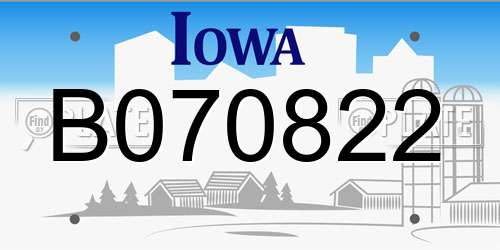 B070822 Iowa License Plate