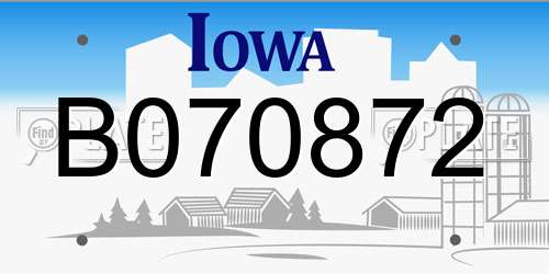 B070872 Iowa License Plate