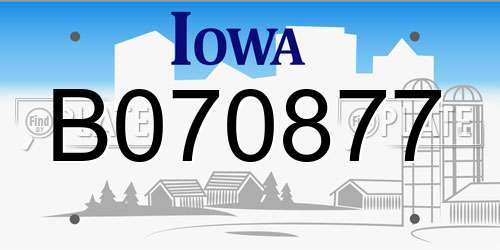 B070877 Iowa License Plate