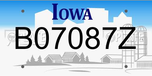 B07087Z Iowa License Plate