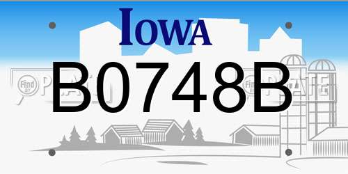 B0748B Iowa License Plate