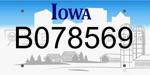 B078569 Iowa License Plate