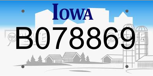 B078869 Iowa License Plate