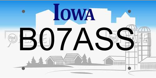B07ASS Iowa License Plate