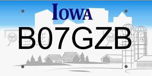 B07GZB Iowa License Plate