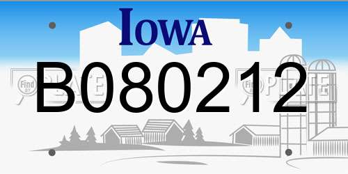 B080212 Iowa License Plate