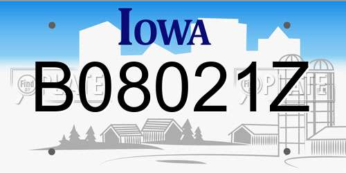 B08021Z Iowa License Plate