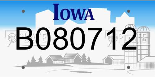 B080712 Iowa License Plate