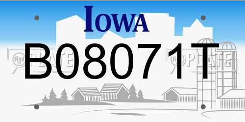 B08071T Iowa License Plate