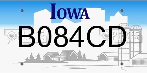 B084CD Iowa License Plate