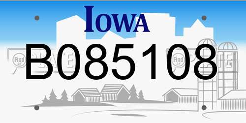 B085108 Iowa License Plate