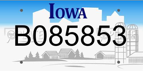 B085853 Iowa License Plate